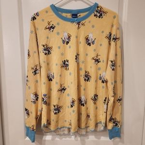 Disney Mickey & Minnie Mouse Snowy Winter Long Sleeve Pajama Top